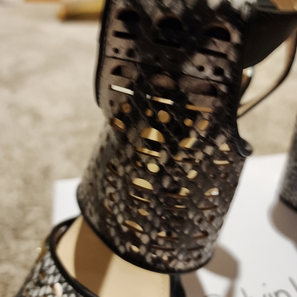 Calvin Klein - Vallin Snake Black And White Heel Wedges - Picture 4 of 12